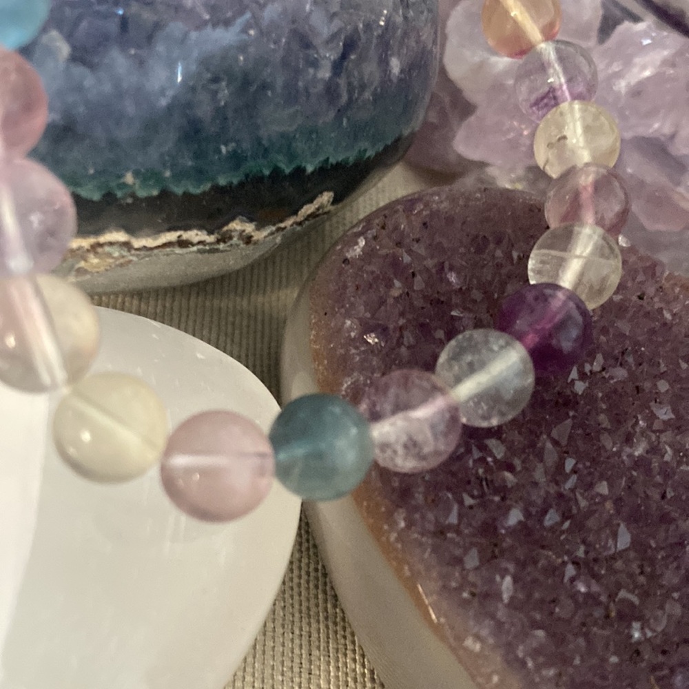 Fluorite High Quality Gemstone Beaded Bracelet AAA - Picture 2 of 4